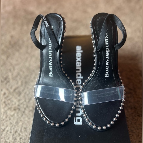ALEXANDER WANG STUD NOVA LOGO HEEL - 37.5 - Picture 2 of 6